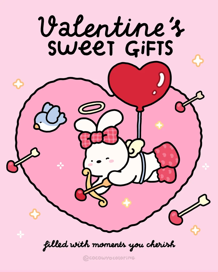 Un coloriage gratuit sur le thème d’un doux cadeau de Saint-Valentin